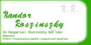 nandor roszinszky business card